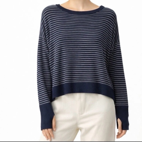 Eileen Fisher Sweaters - Eileen Fisher Navy Striped Knit oversized sweater medium